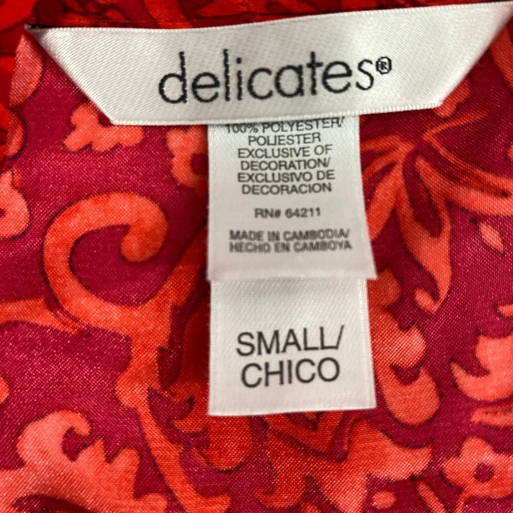 Delicates‎ Satin Robe and Chemise Nightgown Womens Small Red Lingerie Romantic